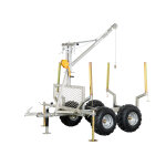 Remorque forestire double essieux 4 roues 1400kg 1800 - 2650x1300x1000mm avec grue de levage torros ...