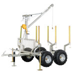 Remorque foresti�re double essieu 4 roues 1400kg 1800 - 2650x1300x1000mm avec grue de levage torros ahr1400w ...