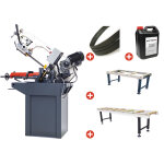 Scie � ruban pour m�taux 0 - 60� capacit� 225 mm 1, 5 kw 400v 2 vit. avec 2 convoyeurs 1m et 2m 5 lames ...