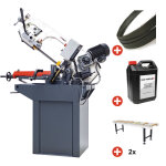 Scie � ruban pour m�taux 0 - 60� capacit� 225 mm 1, 5 kw 400v 2 vit. avec 2 convoyeurs de 2m 5 lames ...