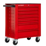 Servante d'atelier 7 tiroirs rouge robuste en acier soud verrouillable roues 125 mm mw tools gw107r ...