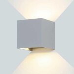 Optonica applique murale grise led 12w ip54 carr - blanc chaud 2300k - 3500k
