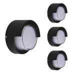 Silamp applique murale led 15w noire ronde ip65 avec cache (pack de 4) - blanc froid 6000k - 8000k