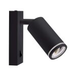 Vtac applique murale noire avec interrupteur pour ampoule gu10