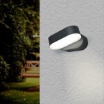 Optonica applique murale noire led 6w ip54 orientable ovale - blanc neutre 4000k - 5500k
