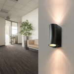 Optonica applique murale noire led ip44 pour 2 ampoules gu10
