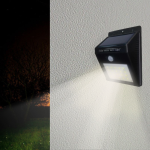 Optonica applique murale solaire led noire 0. 75w ip54 avec dtecteur de mouvement - blanc froid 6000k ...