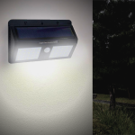 Optonica applique murale solaire led noire 1. 5w ip54 avec dtecteur de mouvement - blanc froid 6000k ...