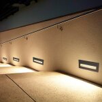 Optonica balise led en saillie rectangle 3w 220v 65� noire ip65 pour escaliers - blanc chaud 2300k - ...