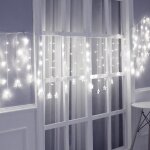 Fomax rideau lumineux etoiles 100led ip44 2x0. 7m - c�ble transparent, blanc froid
