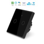 Interrupteur mural double connect� wifi tactile noir - silumen home