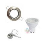 Silamp kit spot led gu10 encastrable orientable 8w rond inox - blanc chaud 2300k - 3500k
