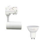 Silamp kit spot led sur rail 80 triphas blanc + ampoule led gu10 8w - blanc froid 6000k - 8000k