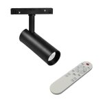 Silamp kit spot led sur rail magntique 48v 12w orientable noir + tlcommande - blanc neutre 4000k - ...