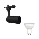 Silamp kit spot led sur rail monophas noir + ampoule led gu10 5w - blanc chaud 2300k - 3500k