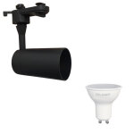 Silamp kit spot led sur rail monophas noir + ampoule led gu10 8w - blanc chaud 2300k - 3500k