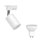 Silamp kit spot led sur rail triphas blanc + ampoule led gu10 8w - blanc chaud 2300k - 3500k