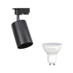 Silamp kit spot led sur rail triphas noir + ampoule led gu10 8w - blanc chaud 2300k - 3500k