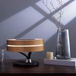Silumen lampe de chevet ronde  horizon  avec enceinte & chargeur sans fil - dimmable tactile - 3000k ...