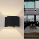 Optonica applique murale noire design led 12w ip54 carr - blanc chaud 2300k - 3500k