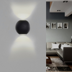 Optonica applique murale noire design led double faisceaux ip54 6w - blanc chaud 2300k - 3500k