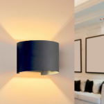 Optonica applique murale noire led 6w ip54 forme arrondie - blanc chaud 2300k - 3500k