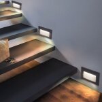 Optonica balise led en saillie rectangle 3w 220v 65� grise ip65 pour escaliers - blanc chaud 2300k - ...