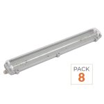 Optonica pack de 8 - r�glette �tanche double pour tube led t8 120cm ip65 (boitier vide)