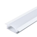 Optonica profil aluminium blanc encastrable 2m avec couvercle blanc opaque