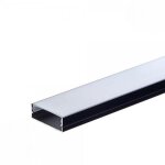 Optonica profil aluminium noir 2m avec cache opaque blanc