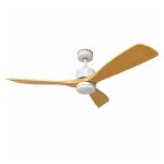 Optonica ventilateur de plafond led 18w cct blanc et bois clair avec t�l�commande �122cm