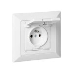 Orno prise encastr�e 2p + t 16a 250v avec clapet - blanc