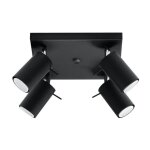 Sollux plafonnier spot carr noir orientable pour 4 ampoules gu10