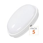 Silamp pack de 5 - applique led murale 20w blanche hublot ronde ip65 - blanc froid 6000k - 8000k