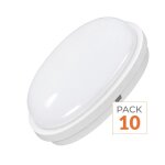 Silamp pack de 10 - applique led murale 20w blanche ronde ip65 - blanc froid 6000k - 8000k