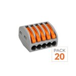 Silamp borne de raccordement � levier 5 entr�es avec serre c�ble (pack de 20)