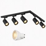 Silamp kit rail led monophas� en l + 5 spots gu10 noir - 300 cm - blanc neutre (4000k - 5500k)