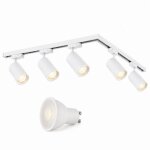 Silamp kit rail led triphas� en l + 5 spots gu10 blanc - 300 cm - blanc neutre (4000k - 5500k)