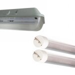 Silamp kit de rglette led tanche double pour tubes t8 150cm ip65 (2 tubes non led 150cm t8 24w inclus) ...