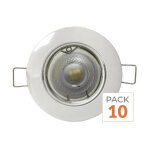 Silamp kit spot led gu10 encastrable rond blanc avec une ampoule 8w (pack de 10) - blanc froid 6000k ...