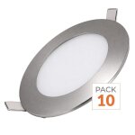 Silamp pack de 10 - downlight dalle led extra plate ronde alu 6w - blanc chaud 2300k - 3500k
