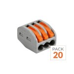 Silamp borne de raccordement � levier 3 entr�es avec serre c�ble - pack de 20