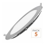 Silamp pack de 5 - downlight dalle led extra plate ronde alu 18w - blanc chaud 2300k - 3500k