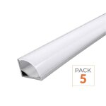 Silamp profil� aluminium angle 1m pour ruban led couvercle blanc opaque (pack de 5)