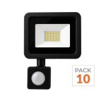 Silamp projecteur led ext�rieur 20w ip65 noir avec d�tecteur de mouvement cr�pusculaire (pack de 10) ...