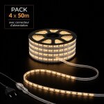 Silamp ruban led tunnel 200m 2835 220v ac 9w / m ip65 120 led / m (4 rubans 50m raccordable + alimentation) ...