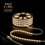 Silamp ruban led tunnel 250m 2835 220v ac 9w / m ip65 120 led / m (5 rubans 50m raccordable + alimentation) ...