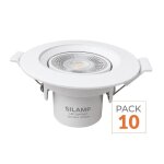 Silamp spot led encastrable orientable rond blanc 8w (pack de 10) - blanc chaud 2300k - 3500k