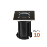 Silamp spot led ext�rieur encastrable carr� ip65 pour ampoule gu10 (pack de 10)
