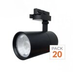 Silamp spot led sur rail 30w 80� compact monophas� noir (pack de 20) - blanc chaud 2300k - 3500k